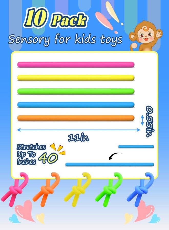 Diltik 10 Pack Sensory Toys for Kids - Upgraded Extra-Thick Stretchy Sensory Strings for Autism, ADHD, Anxiety - Gift Box, Perfect Stocking Stuffers for Boys & Girls, Ideal for Travel or Classroom (Smooth) - Image 5